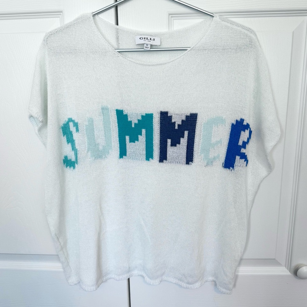 Gilli “SUMMER” White Lightweight Sweater Knit Top SMALL